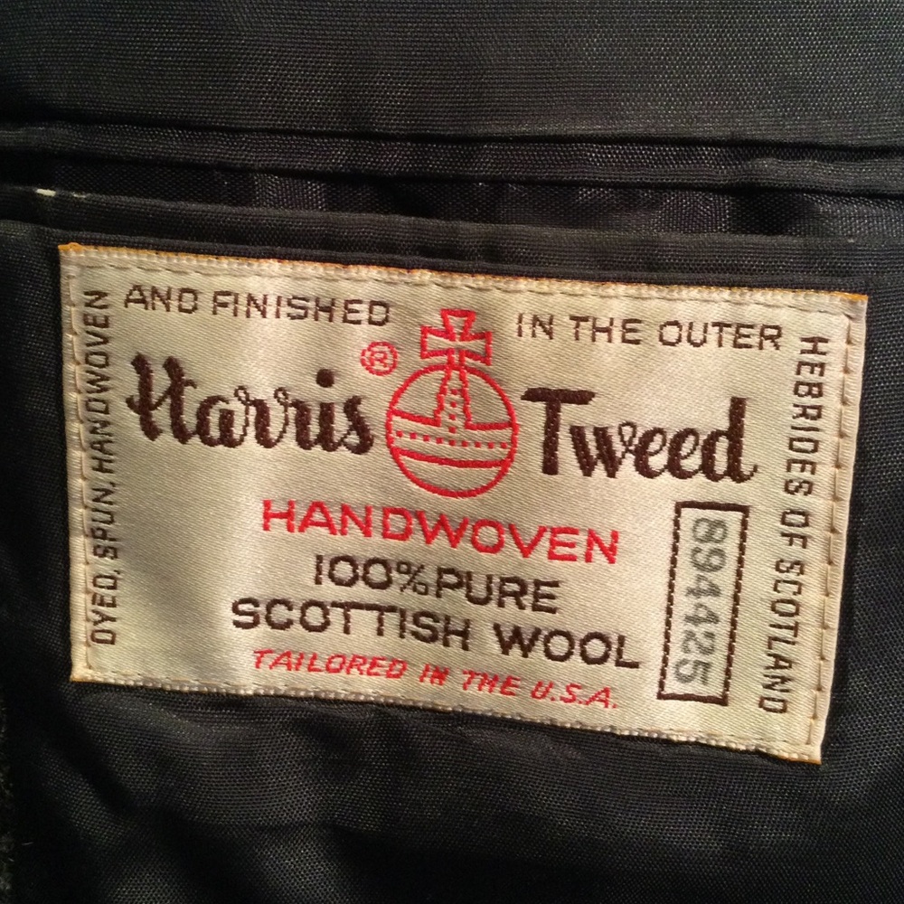 VTG Harris Tweed Wool Blazer Mens 40L Gray Herringbone 2-Button Sport Coat Retro - Picture 3 of 10